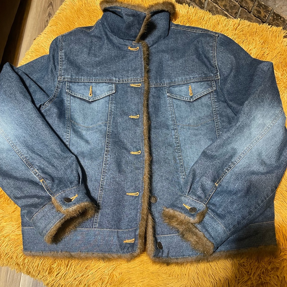 Fur (Faux Sable)  lined Blue Jean Jacket